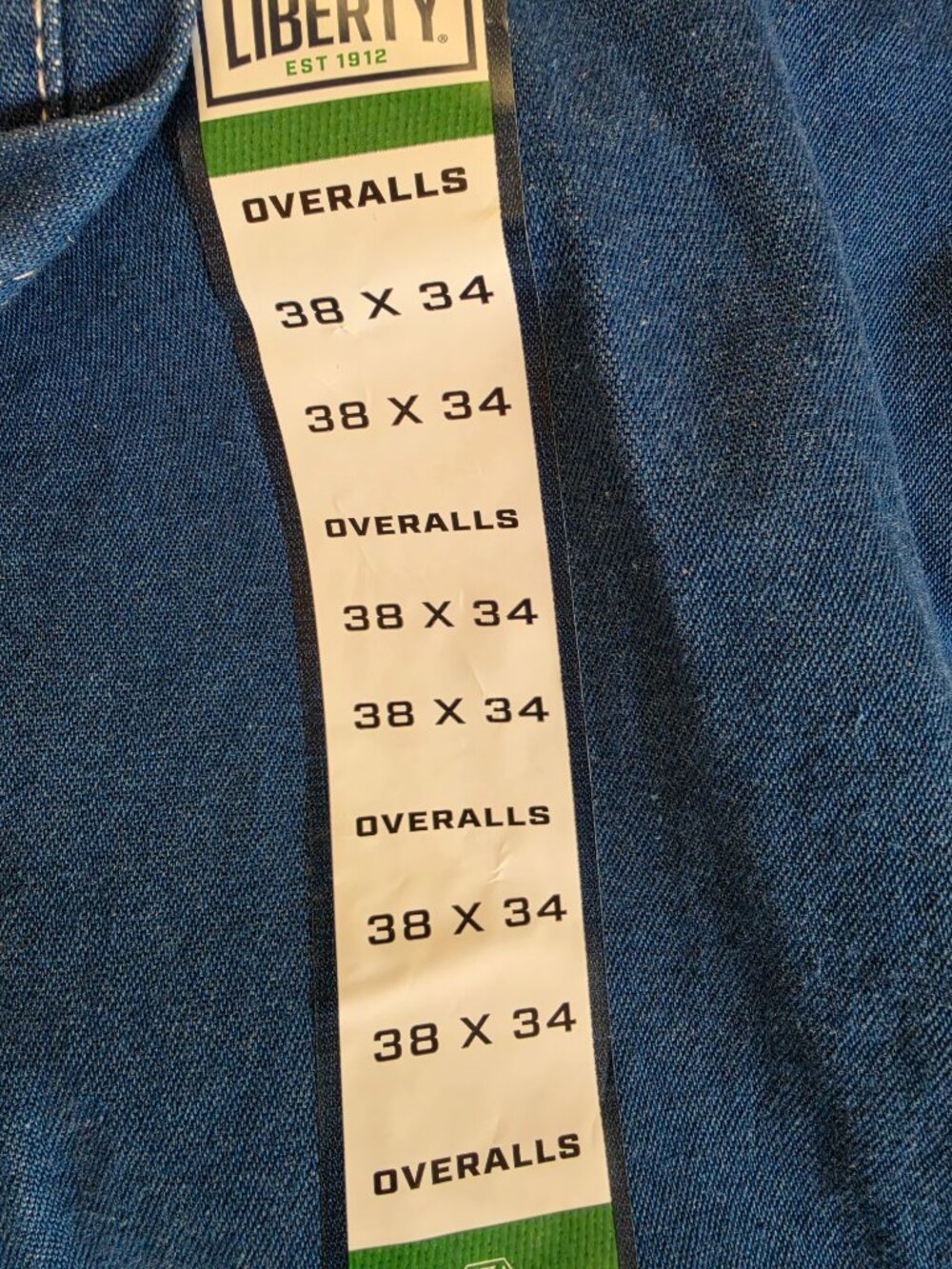 Liberty Stonewashed Denim Bib Overalls New 38x34 - Picture 5 of 9